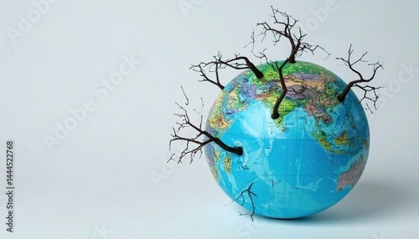 Obraz Dead trees on a globe illustrating environmental disaster global warming climate change
