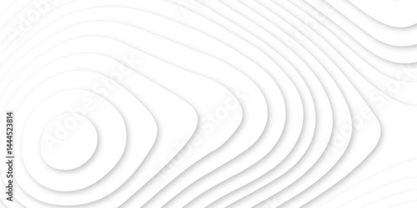 Fototapeta Abstract wavy line 3d paper cut white background. white and gray luxury grid topography map and satin smooth wallpaper matt paper light texture. White waves decorative papercut design.