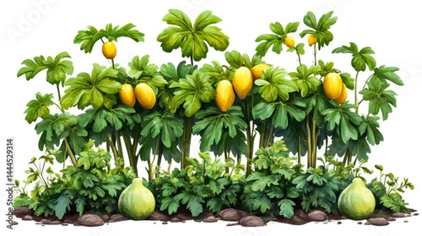 Obraz Mayapple stand with ripe fruit, cut out transparent