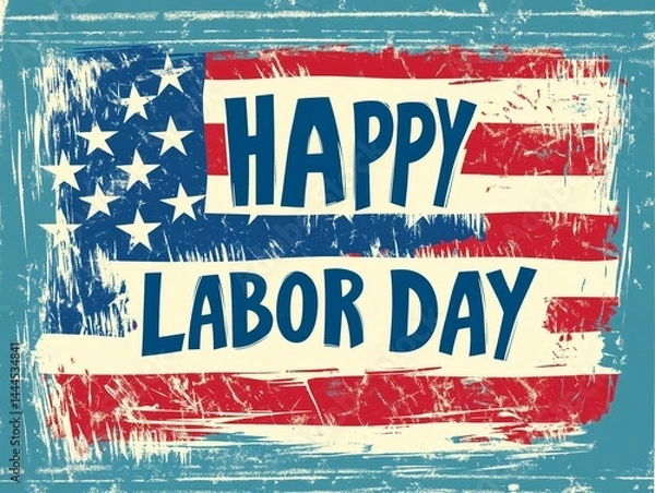 Obraz Words "HAPPY LABOR DAY" on American flag background