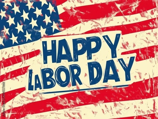 Obraz Words "HAPPY LABOR DAY" on American flag background