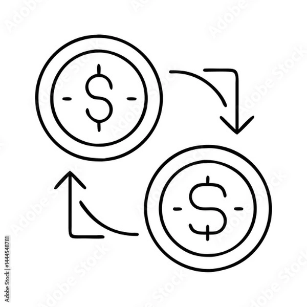 Obraz currency exchange icon, currency exchange line art - simple line art of currency exchange, perfect for currency exchange logos and icons