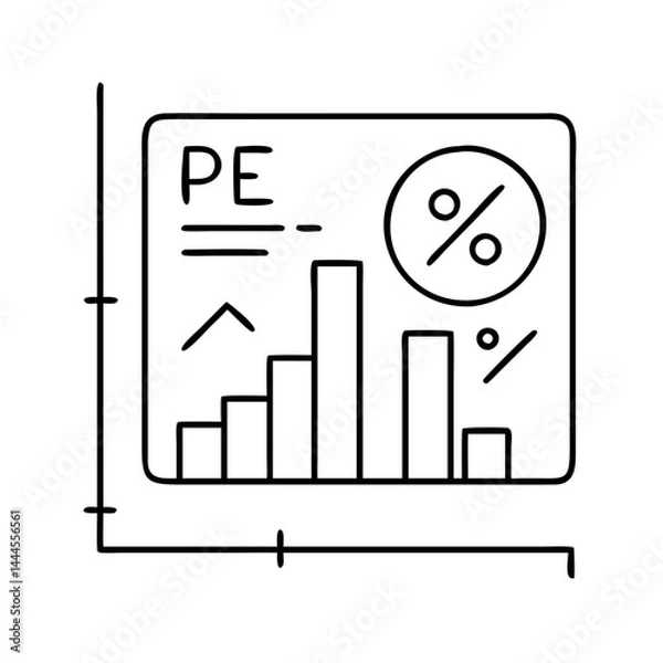 Fototapeta p e ratio icon, p e ratio line art - simple line art of p e ratio, perfect for p e ratio logos and icons
