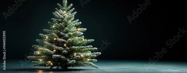 Fototapeta Pastel background artistic realistic Christmas tree mockup with dramatic spotlighting in a dark pastel background scene