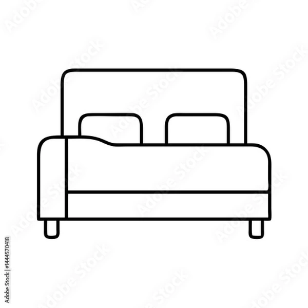 Fototapeta single bed icon, single bed line art - simple line art of single bed, perfect for single bed logos and icons