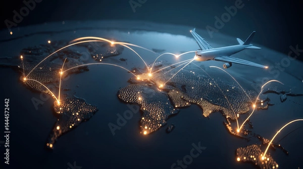 Fototapeta Global Air Travel Network Visualization