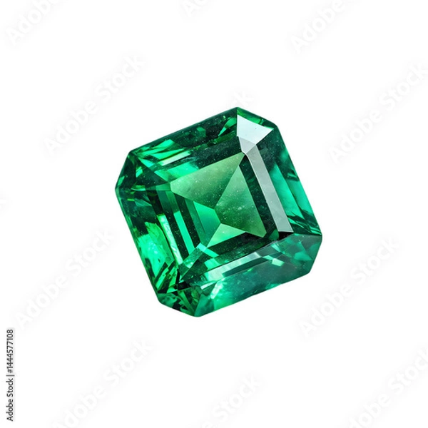 Fototapeta Emerald Gemstone Square Cut Green Jewel isolated on transparent background