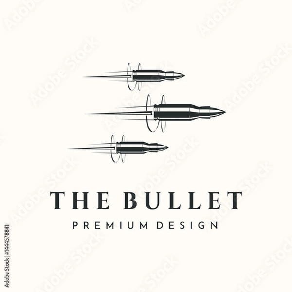 Fototapeta flying bullets vintage logo vector minimalist illustration design, bullets shot logo design