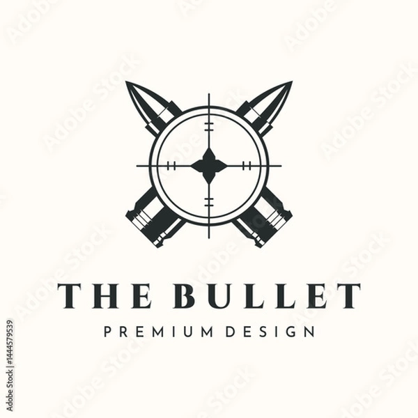 Fototapeta the bullet cross target vintage logo vector minimalist illustration design, bullet with target mark symbol design
