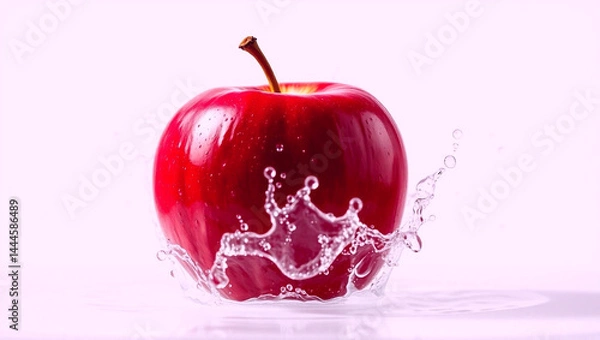 Obraz Red Apple Water Splash Isolated on White Background Fresh Fruit in Motion Concept