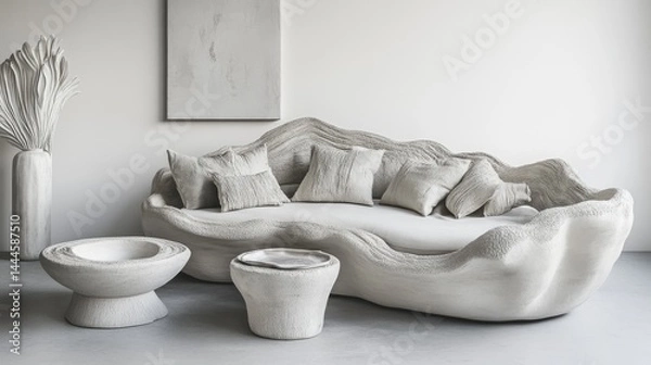 Obraz Elegant White Sofa and Accessories in Modern Space