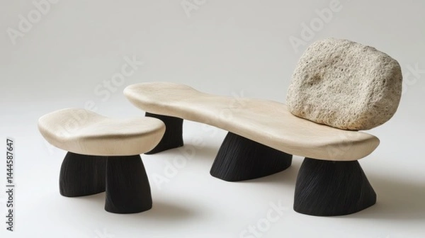 Obraz Minimalist Furniture with Unique Stone Accent