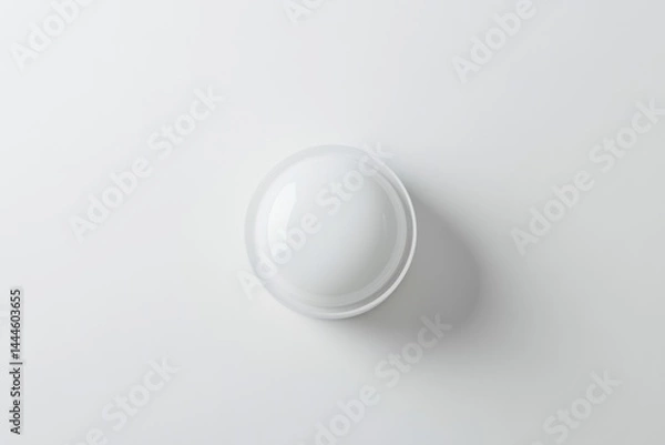 Fototapeta White circular ceiling light fixture featuring a rounded, dome-shaped shade and mounted flush against a plain white ceiling.