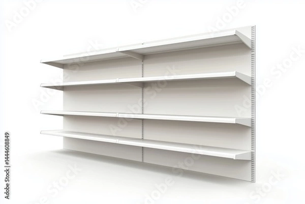 Fototapeta 3d White Empty Product Display For Supermarket With Shelves mock up Isolated on white background. Retail shelf, ,display mockup.