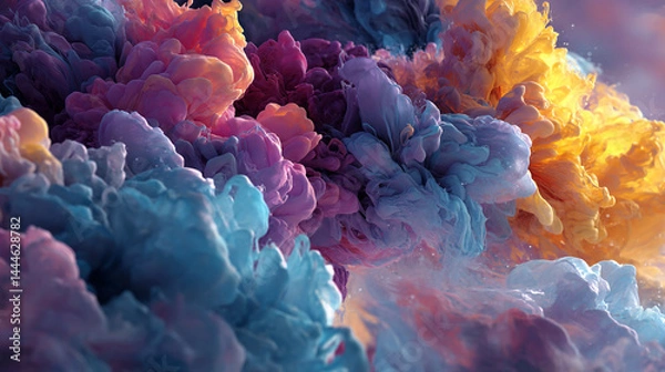 Fototapeta Colorful Abstract Cloud Formations on abstract background, colorful powder explosion
 