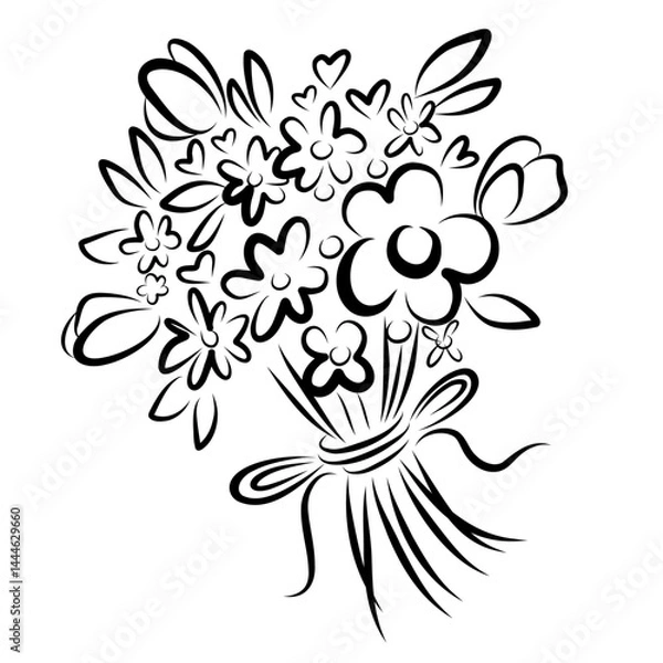 Fototapeta Flowers bunch graphic bouquet illustration hand drawing vector for print and business