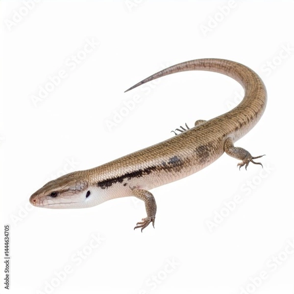 Obraz Smooth and Slender Lizard on White Background