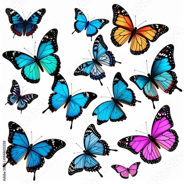 Fototapeta Colorful Butterflies in Various Styles and Poses