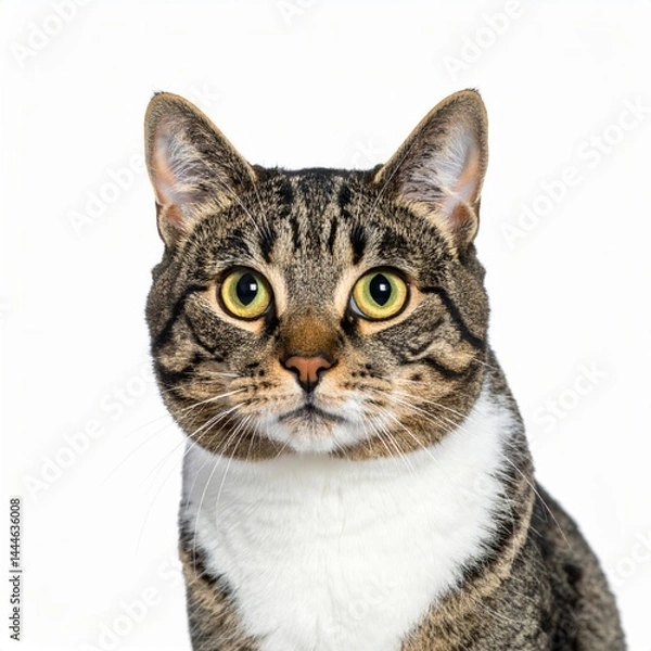 Fototapeta Close-Up Portrait of a Tabby Cat with Large Eyes