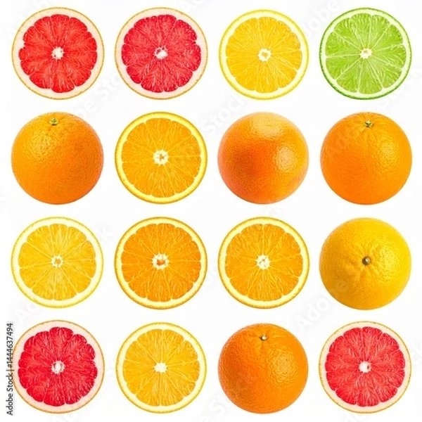 Obraz Colorful Arrangement of Citrus Fruits and Slices