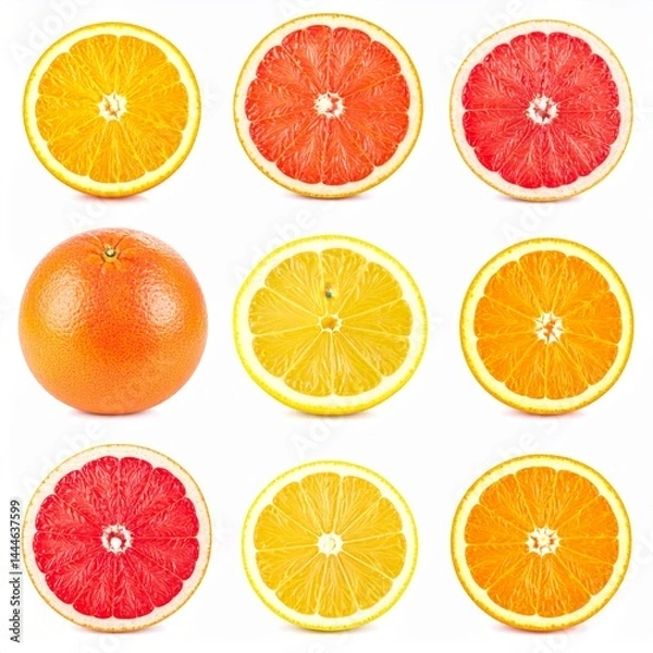 Obraz Fresh Citrus Fruits Display in Colorful Arrangement