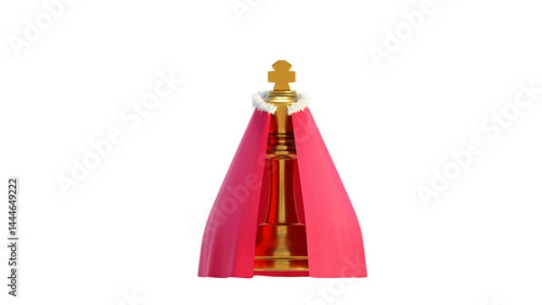 Obraz golden chess king with red mantle 3D rendering
