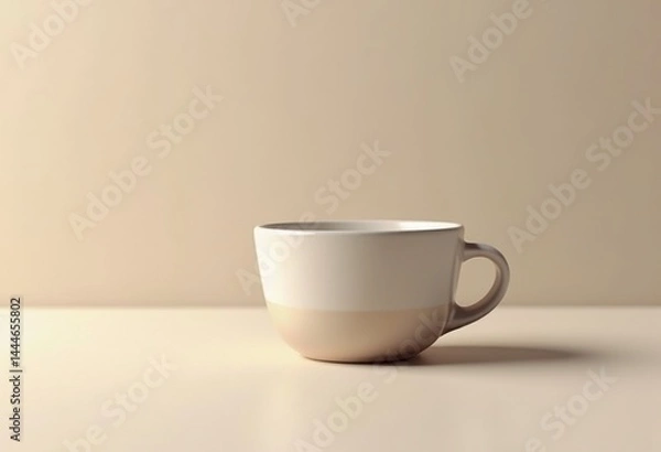 Fototapeta minimalist coffee cup simple design textured background neutral aesthetic organic shape, ceramic, decor, modern, style, simplicity, home, tones, art, craft