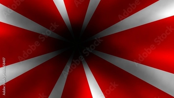 Fototapeta Red and white radial burst background, abstract sunburst design, energetic striped explosion backdrop.