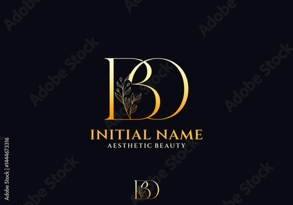 Fototapeta Letter BO Beauty Logo with Flourish Ornament Luxury
