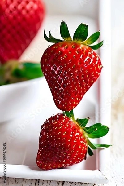 Fototapeta Fresh Ripe Strawberry on White Background