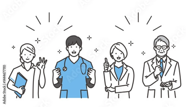 Obraz 明るい医療従事者のベクターイラスト素材