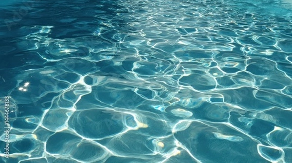 Obraz Gentle sunlight dances on the turquoise surface of a serene swimming pool on a warm summer day
