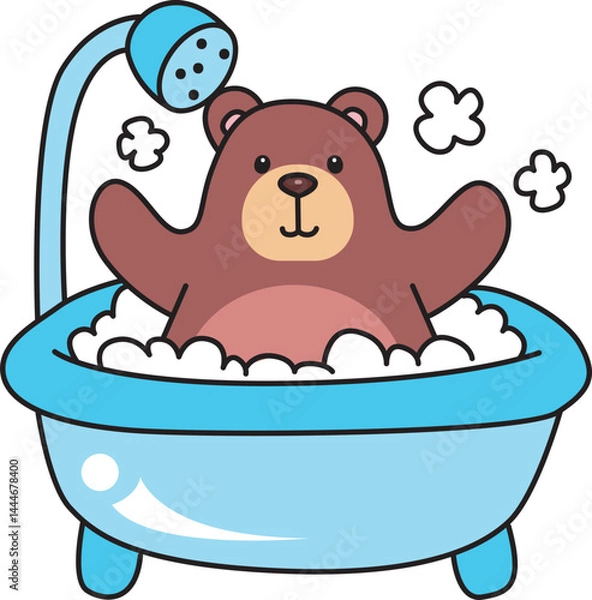 Fototapeta Illustration of cute bear icon.
Funny bear in daily activities elements.
