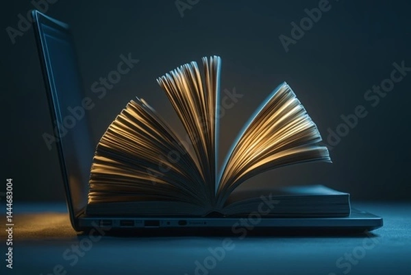 Fototapeta Pages of a book flipping quickly in a simple setting to show reading happening