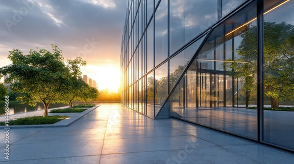 Obraz Modern Office Building at Sunset