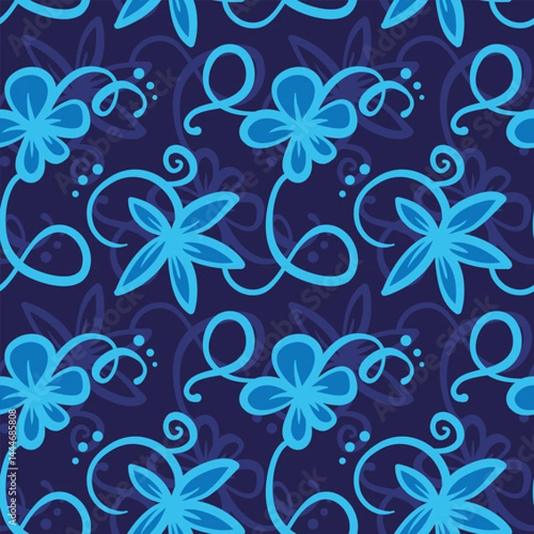 Fototapeta Hand drawn simple abstract flowers print. Trendy collage pattern. Fashionable template for fabric design.