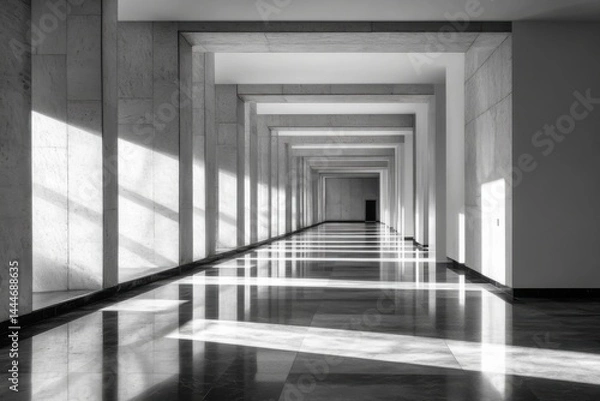 Fototapeta Elegant marble corridor with vanishing point