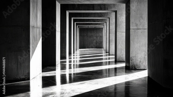 Fototapeta Abstract tunnel with concrete geometry