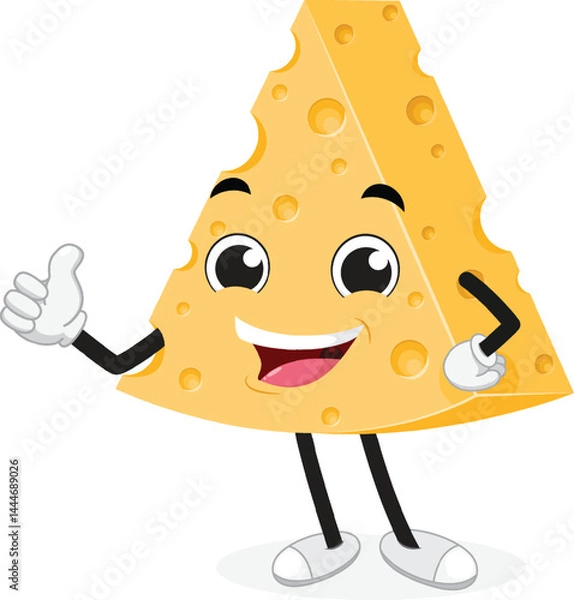 Obraz Cheese Cartoon Character, Suitable for children's books, sticker, and mascot isolated on white backgrounds