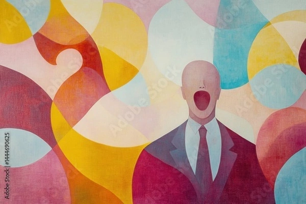 Fototapeta Colorful abstract composition with yelling figure