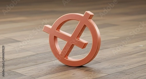 Fototapeta Circle Symbol with Cross on Wood