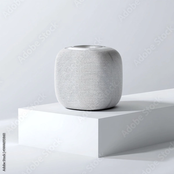 Fototapeta White Fabric Smart Speaker on White Base Mockup