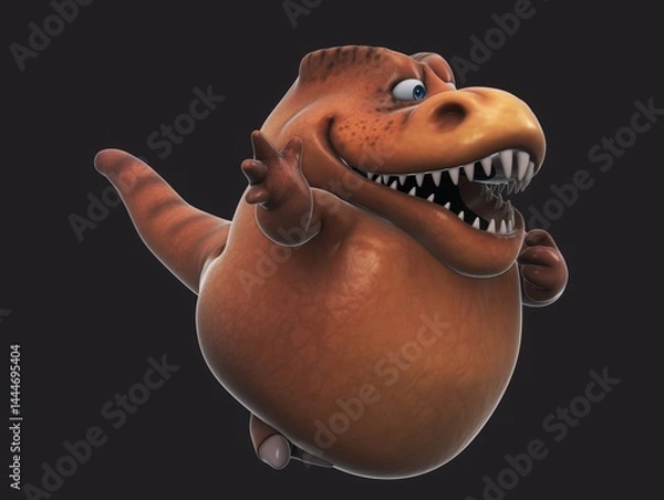 Fototapeta Fun 3D cartoon dino waving
