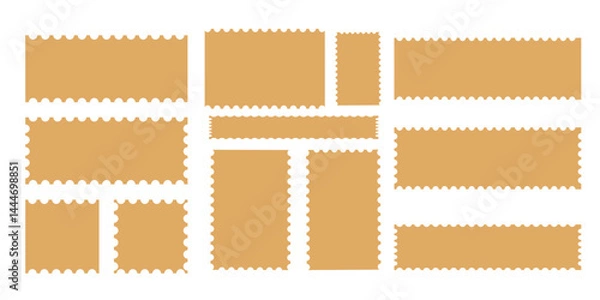 Fototapeta Frame wavy doodle or vector stamp and sticker set. Hand drawn blank frames Vector illustration