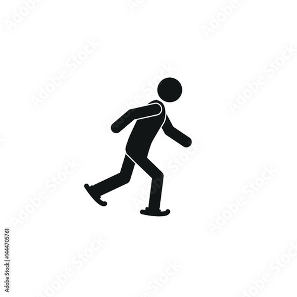 Fototapeta pictogram of a human figure, a stick of a man skating, flat vector illustration on a white background, healthy lifestyle