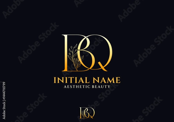 Fototapeta Letter BQ Beauty Logo with Flourish Ornament Luxury