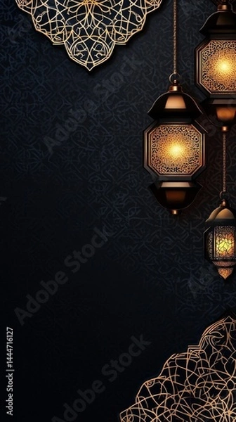 Obraz Luxury Ramadan background with black and gold patterns