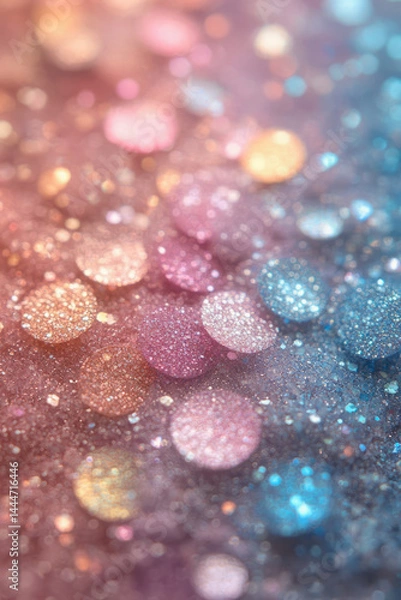 Fototapeta Shiny pink and blue glitter background creating magical bokeh effect