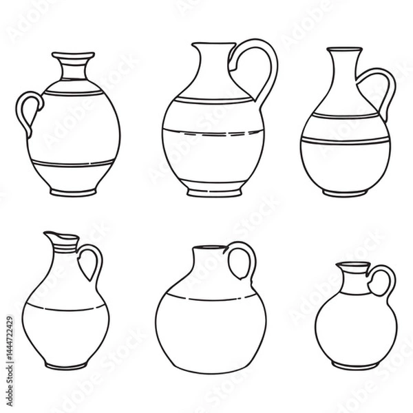 Fototapeta Elegant line art design of clay brown jug vector
