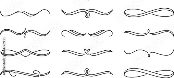 Fototapeta Decorative flourishes vector set swirls dividers and design elements for graphic design